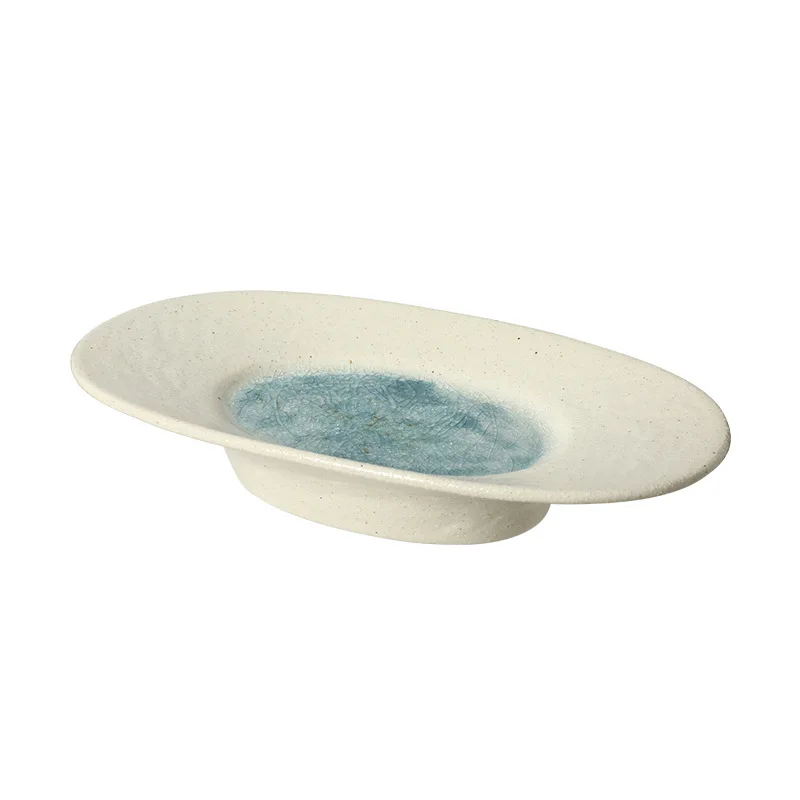 New Chinese-style wabi-**** abstract stream color glaze ceramic fruit plate villa clubhouse living room dining table design