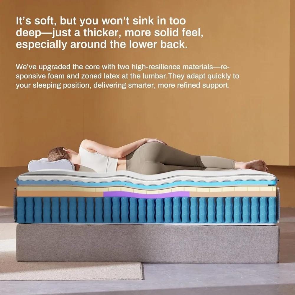 – مرتبة كوين 14 بوصة – مرتبة هجينة حقيقية مع تبريد مزدوج، 2 بوصة رغوة ذاكرة PCM جيدة التهوية، دعم حافة معززة، منطقة