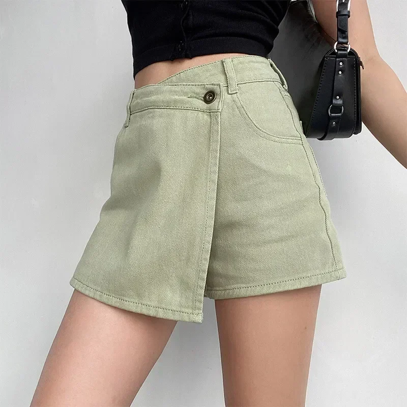 Irregular Denim Skirt for Women Slim High-waisted A-line Jeans Skirt Shorts Fashion Vintage Streetwear Y2k Clothing Female