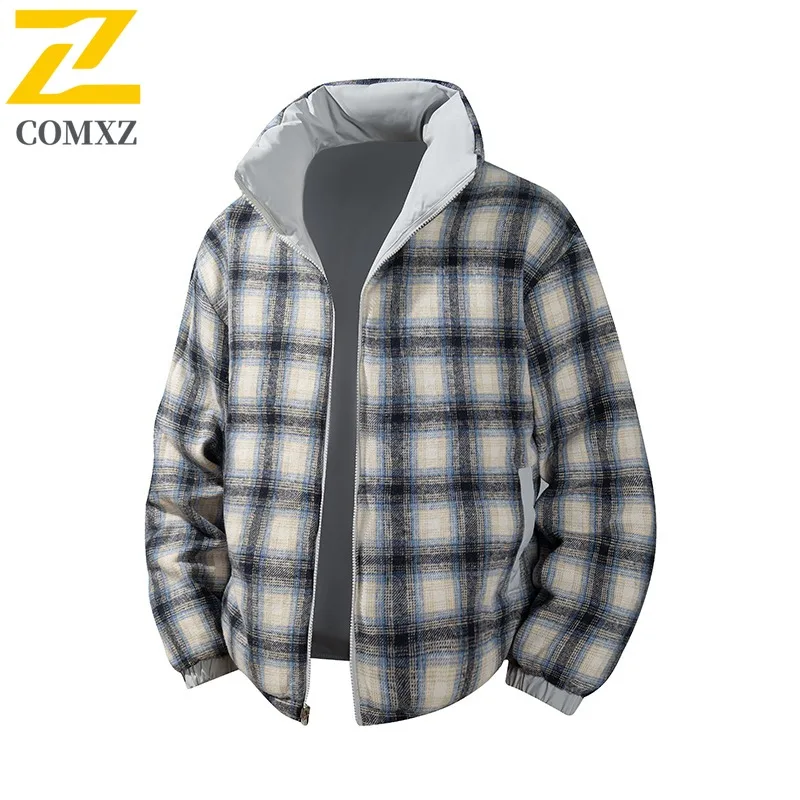 COMXZ Men Winter Jacket Classic Thickened Plus Size Travel Snow Warm Cold-Resistant Ski Puffer Jacket Loose Street Parker Coat