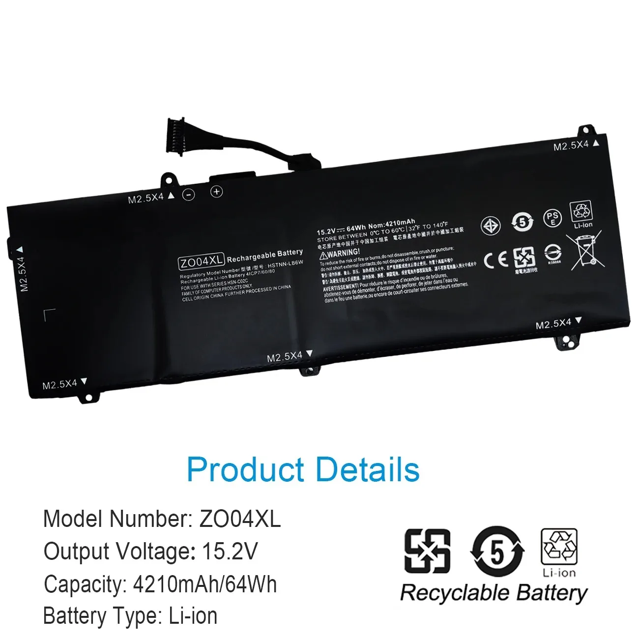 Imagem -02 - Nobi-bateria do Portátil para hp Zo04xl Zbook Studio g3 g4 808396421 808450001 Hstnn-cs8c Hstnn-c88c Z004xl 15.2v 64wh