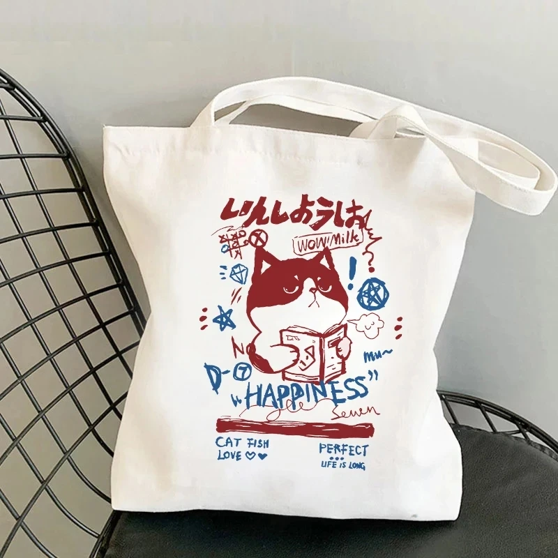 Woman Summer Shopper Dinosaur Shark Cat Shopping Bag Cute Canvas Tote Travel Bags Handbags Beach Cloth Shoulder Ladies Fabric