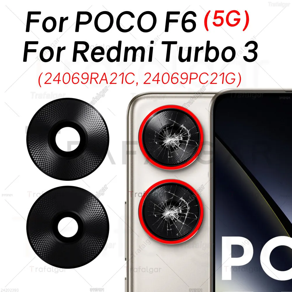 Rear Back Camera Glass Lens Cover For Xiaomi POCO F6 5G Redmi Turbo 3 24069PC21G 24069RA21C Replacement with Adhesive Sticker