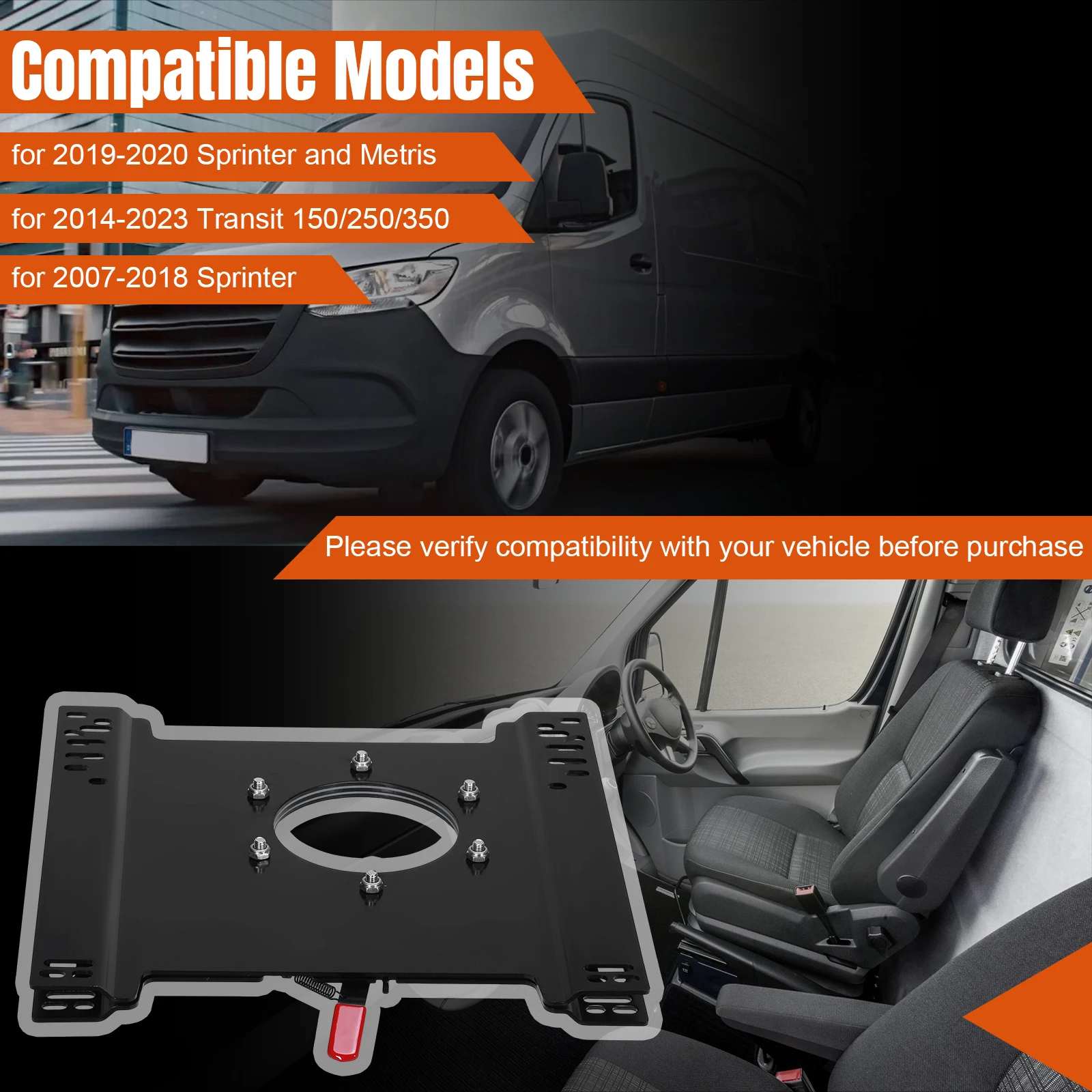 

For Sprinter T5/T6 Transit Vehicle Swivel Seat Mount Plate 360-Degree Rotating Rust Proof Modification Replacement Accessories