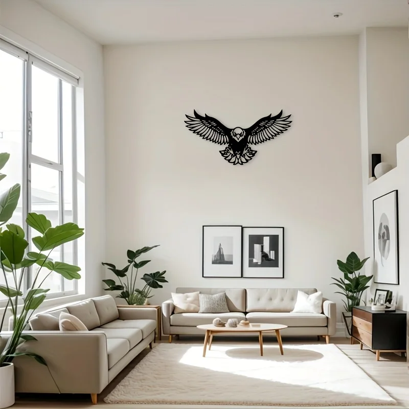 CIFBUY Metal Wall Art Eagle Silhouette Black Iron Decor for Living Room Bedroom Indoor Outdoor Home Decor
