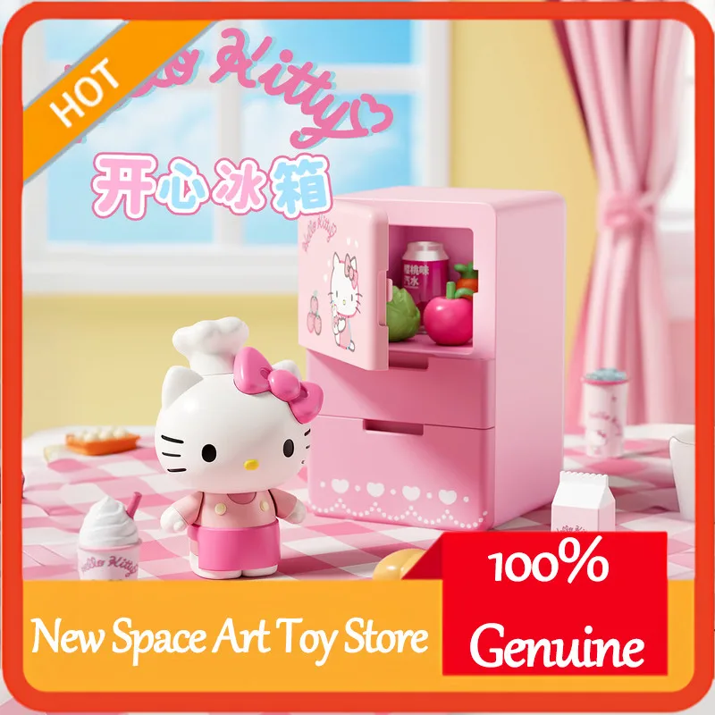 

Sanrio Official Happy Mini Fridge Series Blind Box Kuromi Cinnamoroll Hellokitty Dollhouse Scene Set Kawaii Toy Girls Fans Gift
