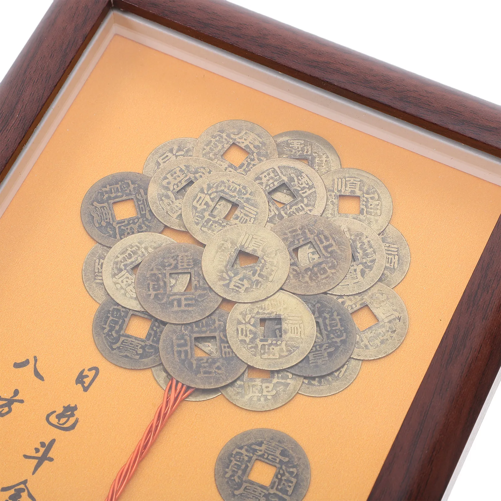 Feng Shui Money Tree Decor Five Emperor Coins Bonsai Sculpture Picture Frame Prosperity Money Tree Desktop Ornament Wealth