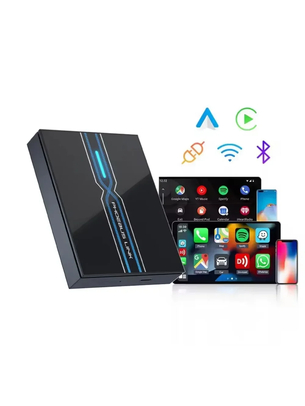 Smart Android AI Box Portable Wireless Carplay Adapter Universal Iphone Ios & Android OS