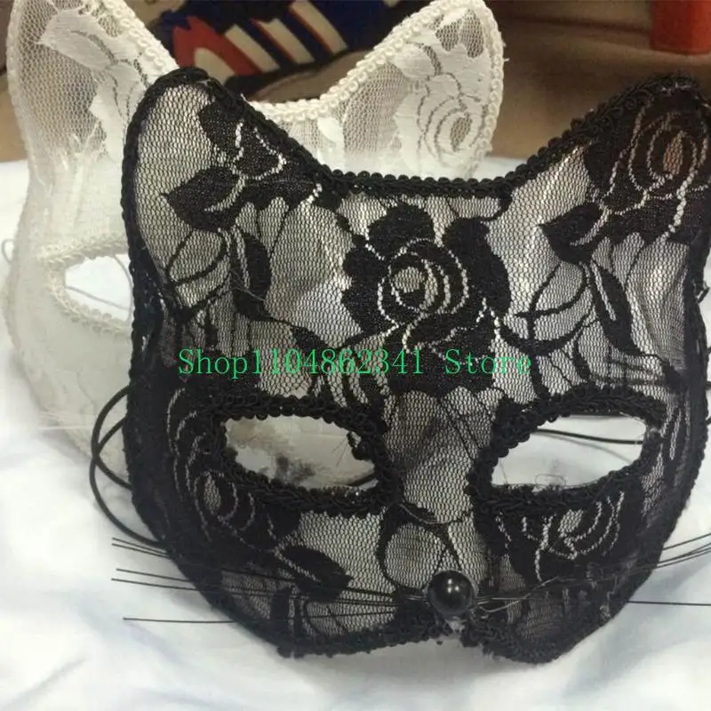 Maschera cosplay Mezza faccia Volpe di pizzo sexy per maschera per gatti Night Club Spettacoli di danza Gioco di ruolo Prop Maschera di pizzo nero Masquera