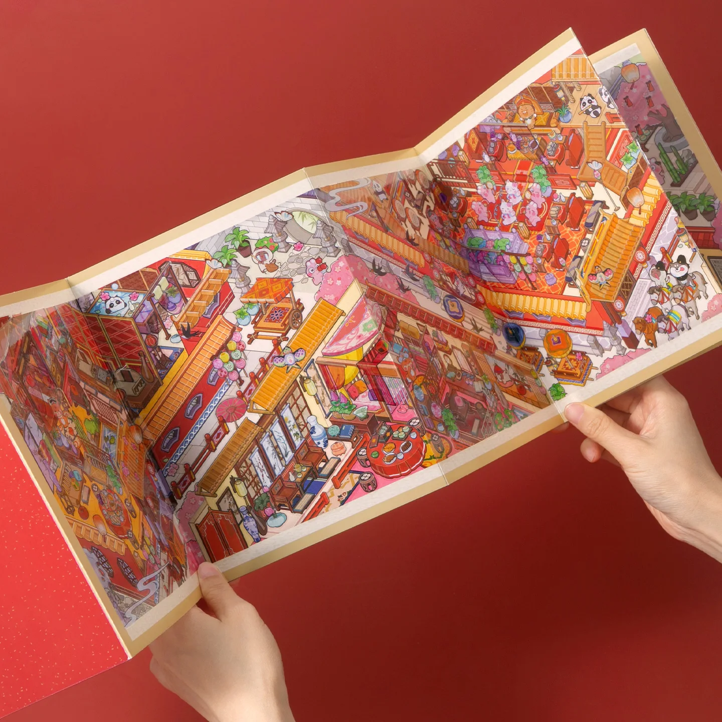 

JIAMEI Kawaii 3D Eight Fold Miniature Scene Stickers Book Creative Retro Street Style DIY Handmade Stacking Scrapbook Stickers