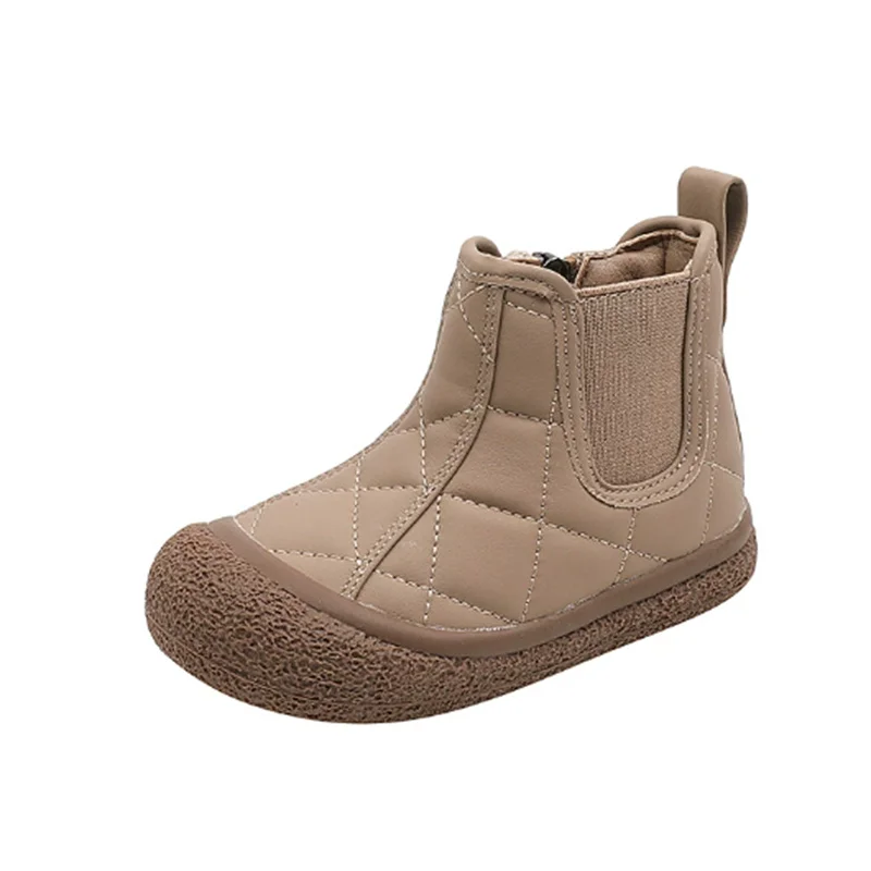 

Новинка 2023 года, осенне-зимние детские ботинки, кожаная резиновая подошва, детская обувь для малышей, модные ботильоны на мягкой подошве для девочек, европейские размеры 22–30 лет