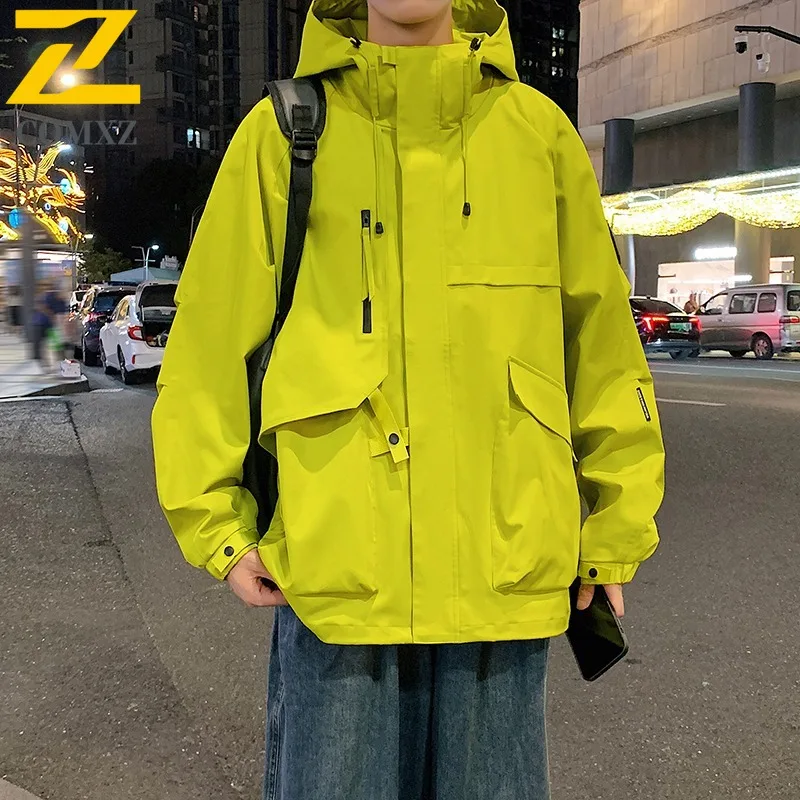 COMXZ 2025 سترة رجالي خارجية بقلنسوة لتسلق الصخور مقاومة للرياح سترات متينة بسحاب للسفر غير رسمي معاطف خريفية خفيفة الوزن #4