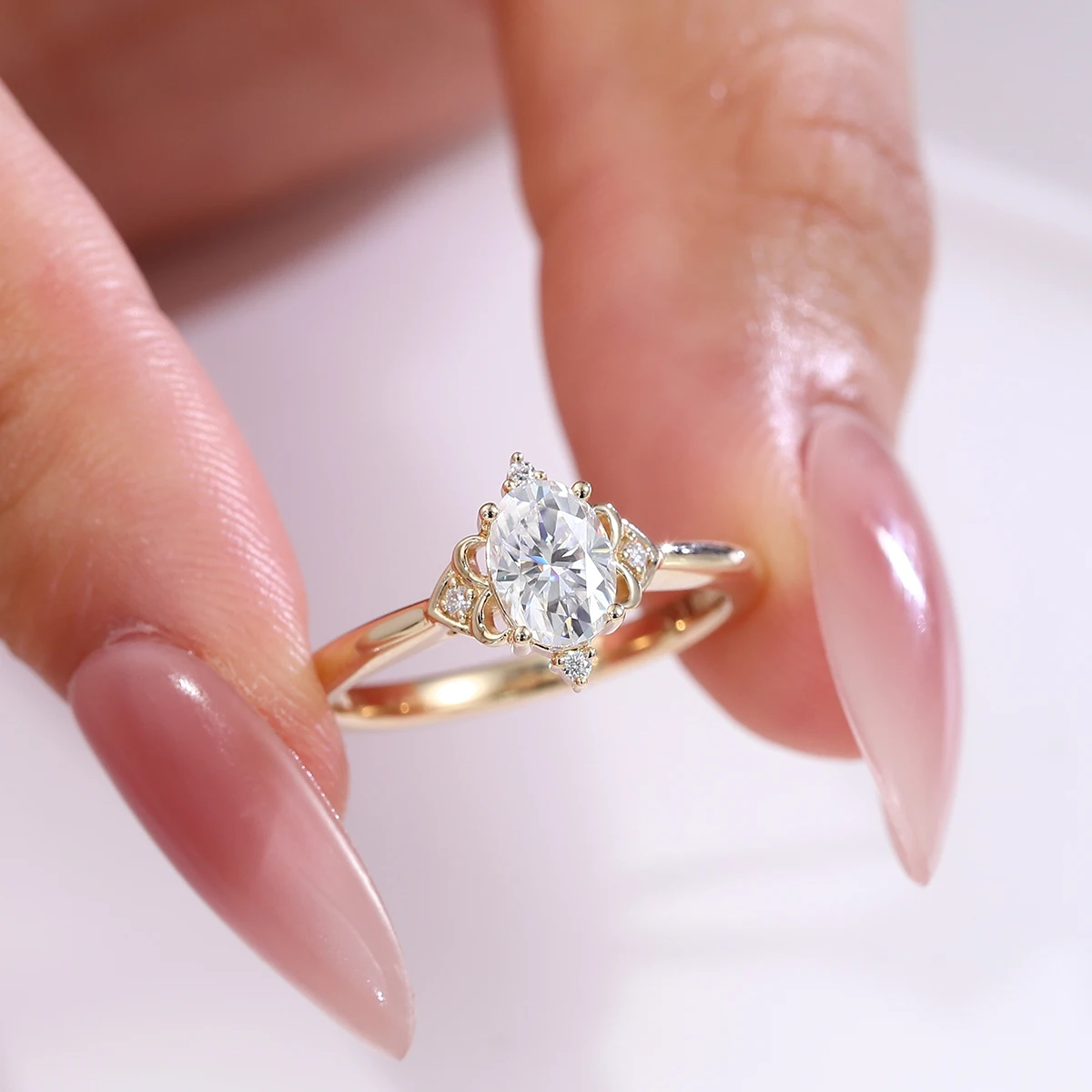 Provence Fashion Ring 10KGold DEF/VS Oval Lab Diamonds Women's Wedding Ring Everyday Ring Fine Parties jewelry Gifts Custom