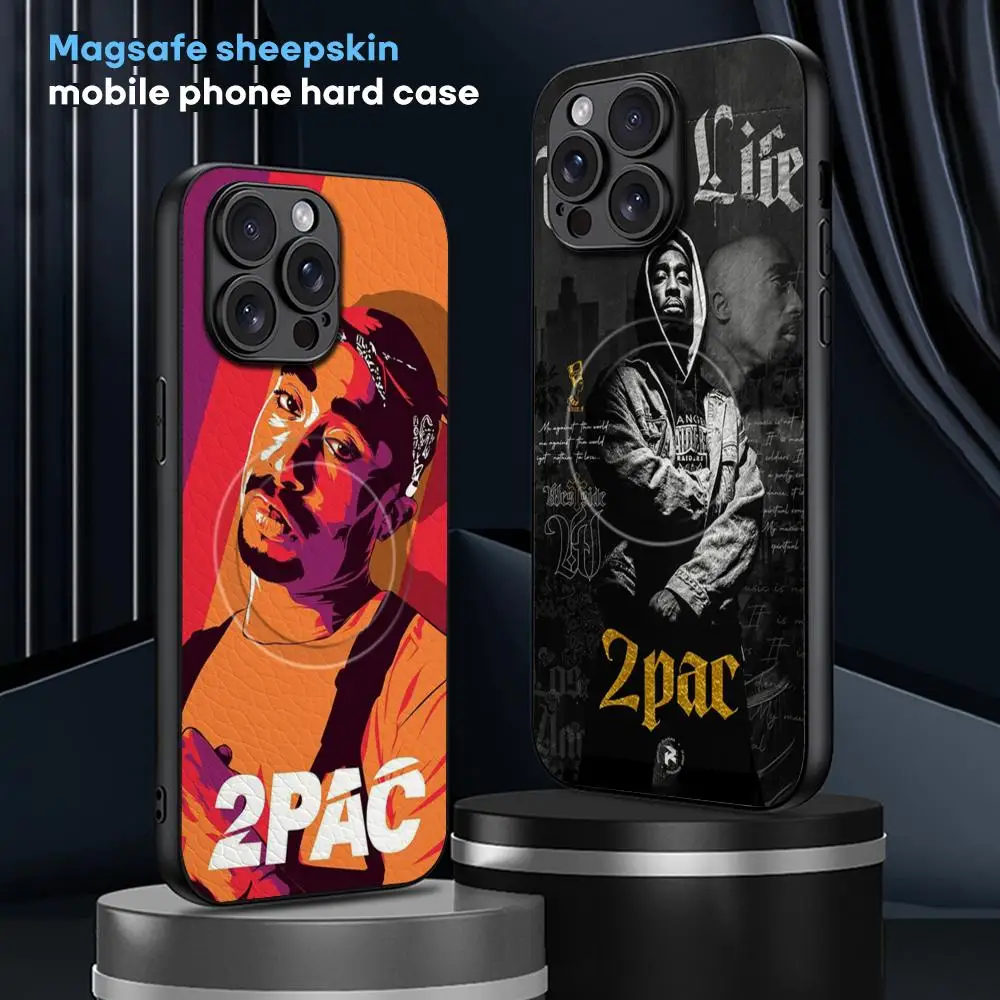 T-TupaC Sha-kur 2-pac Phone Case For iPhone 16 15 14 13 12 11 Plus Pro Max  High-end Luxury Magsafe Sheepskin