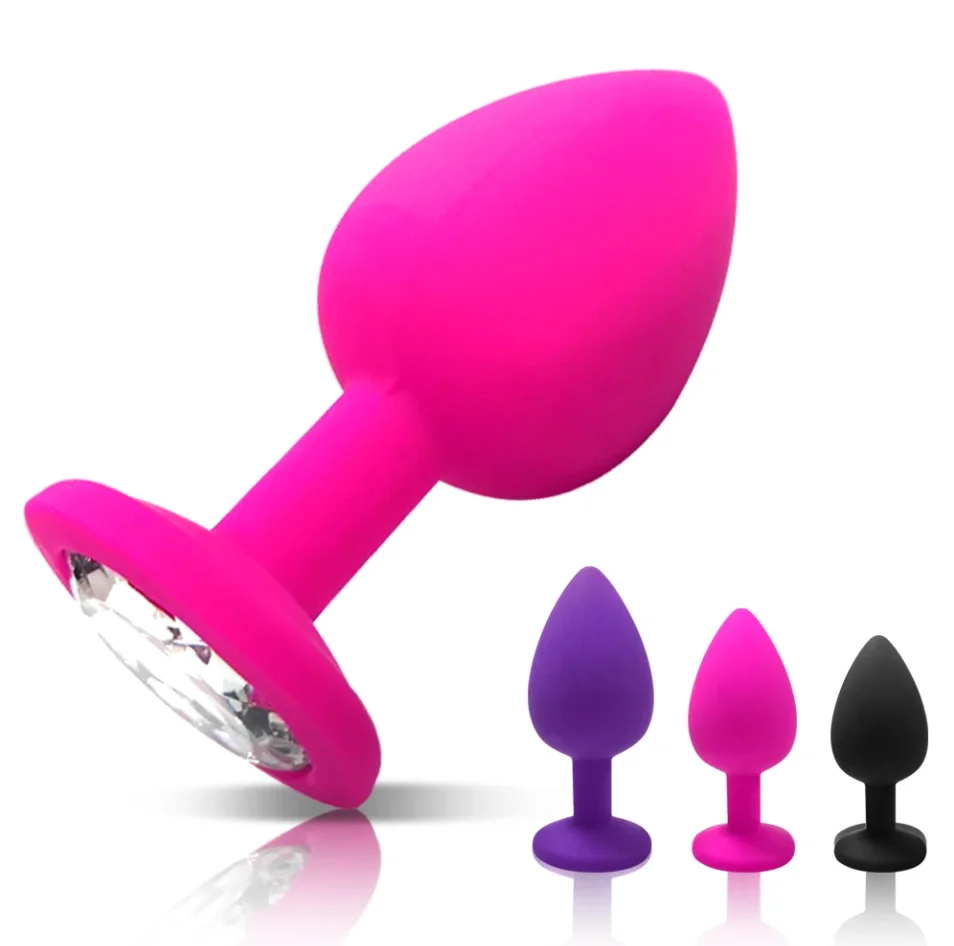 Beginner Anal Plug 3 Different Size Butt Plug With Detachable Acrylic Diamond Female Sex Toy For Men Women Couples Game