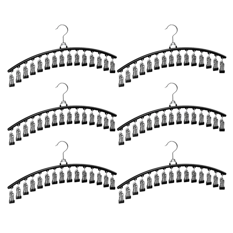 -A12R 6 Pak Organizer Legging untuk Menggantung Lemari, Gantungan Celana dengan 15 Klip Memegang Legging, Celana Pendek, Rok, Menghemat Ruang