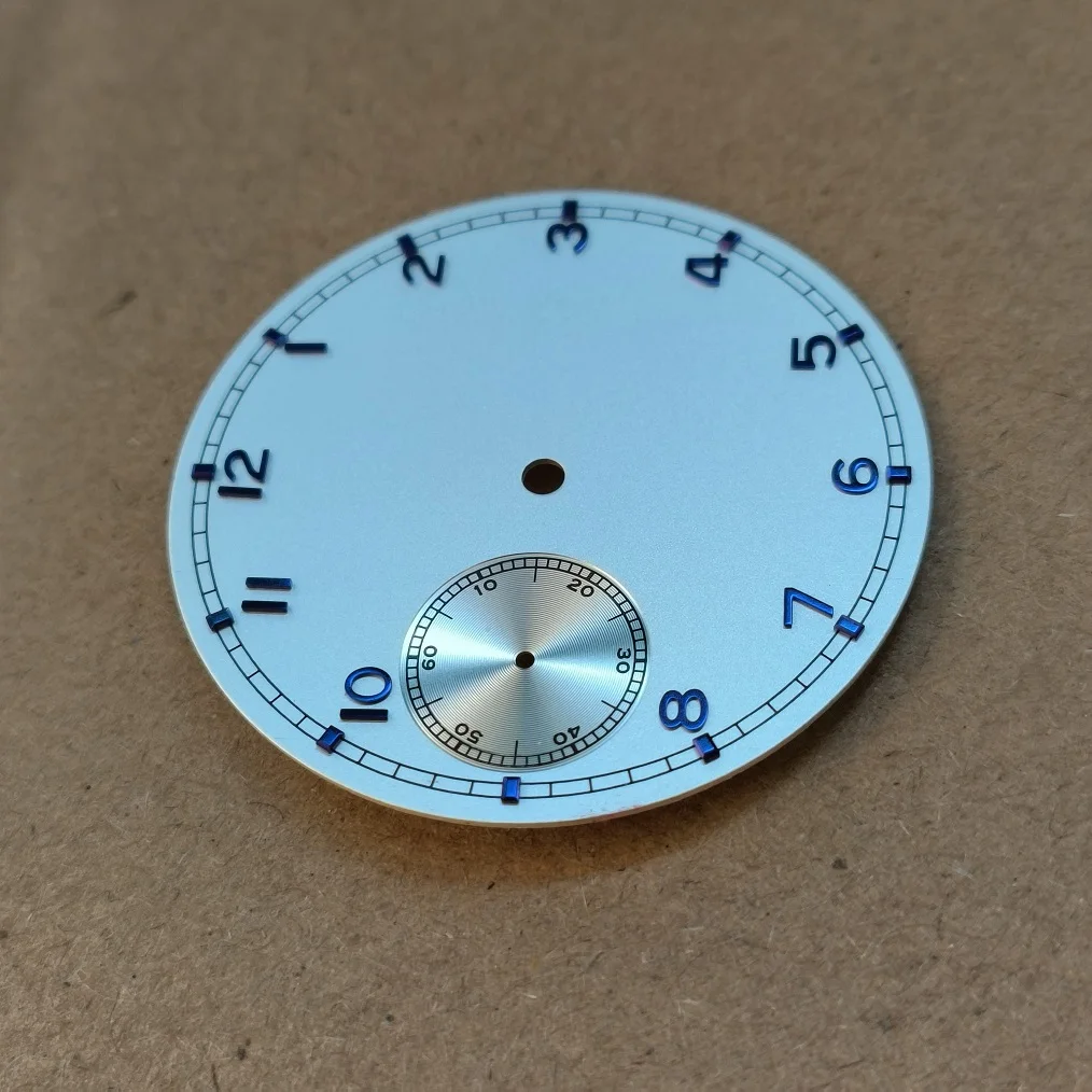 Watch dial sandblast Pearl white Watch dial Blue number suitable for ST3600 ETA6497 movement dial diameter 37mm thickness 0.4mm image 3