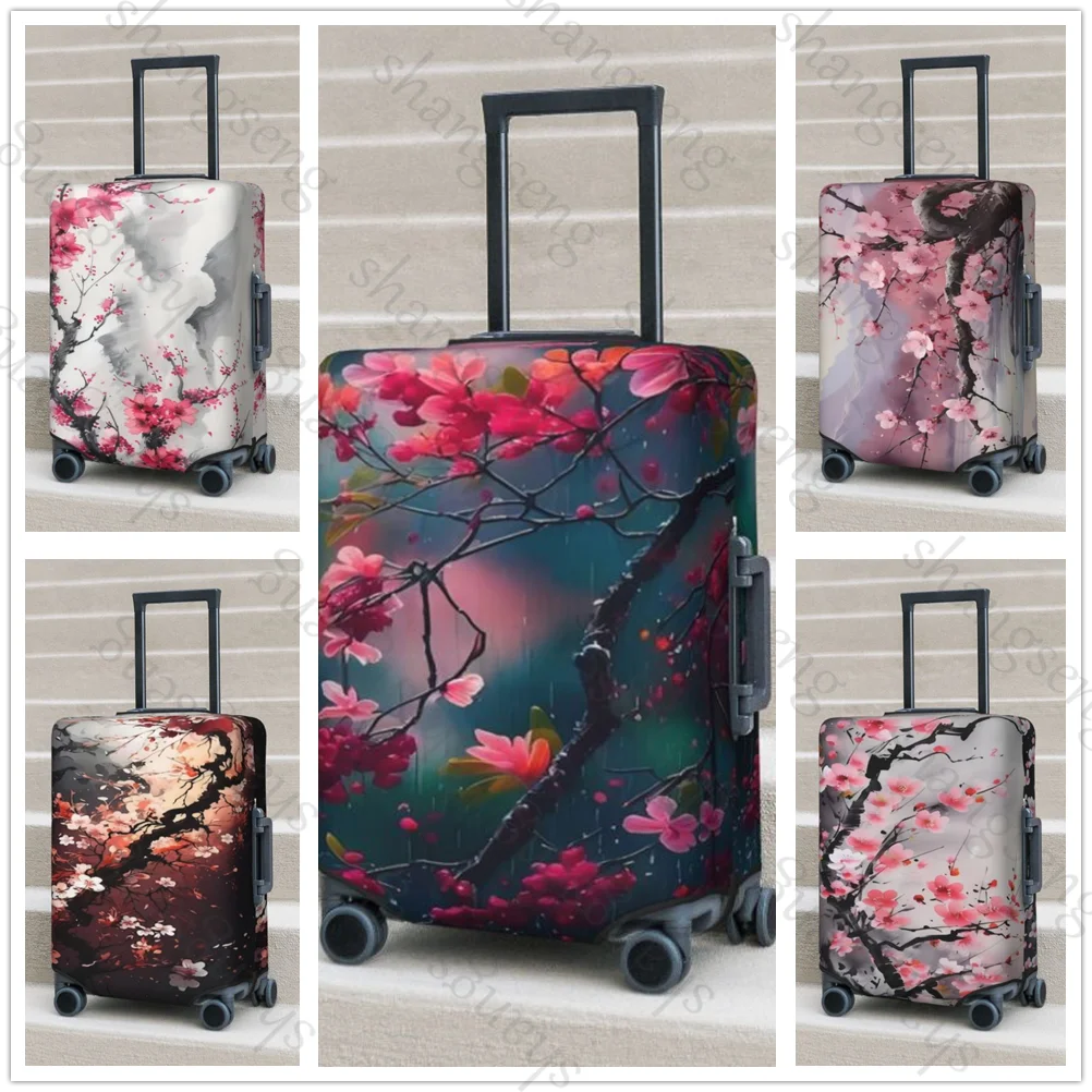 

Ink painting cherry blossoms Thick Elastic Luggage Protective Cover Zipper Suit For Bag Suitcase Covers Trolley Cover Travel