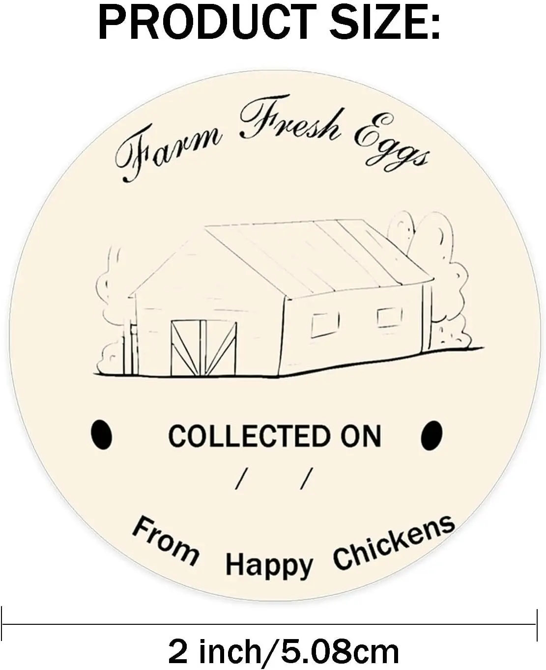 Farm Eggs Stickers Collected Date Stickers Fresh Eggs Farmer's Market Packaging Sticker Laid on Stickers for Egg Carton 2inch