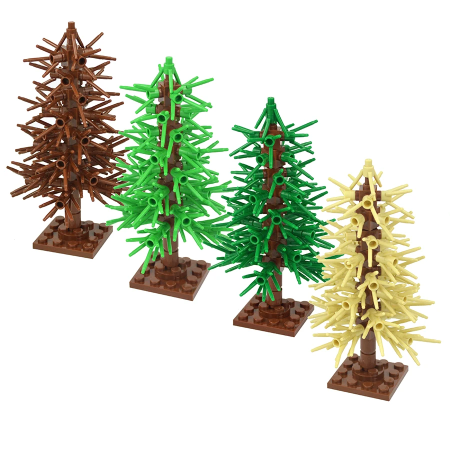 MOC Cedar Tree Model Green Scenery Landscape Building Blocks MOC City Street Scene Pine Plants Decoration Bricks Kid Toy Gifts