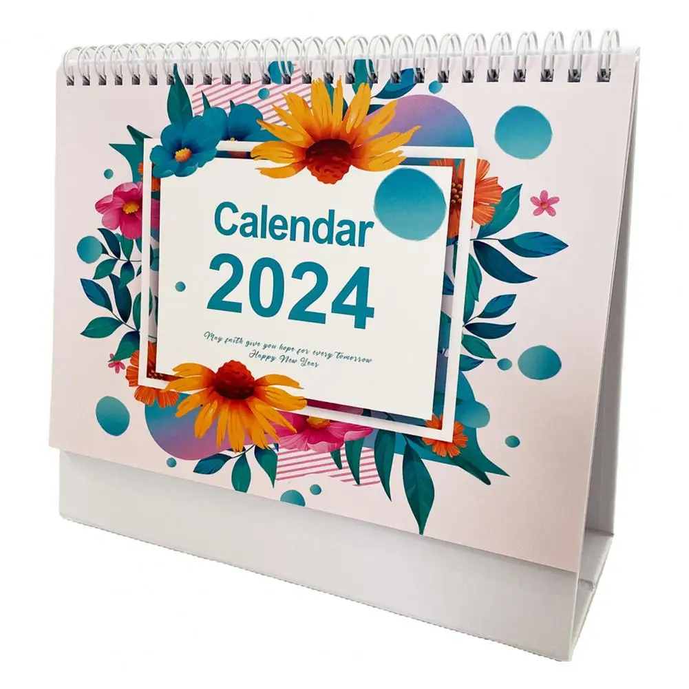 

Календарь для рабочего стола, календарь на английском языке, запись даты поворота, спирали, 12 ежемесячных строгальных записей событий, 2024 год школы