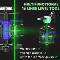 4D 16 Lines Laser Level 360° Self-leveling Machine USB Rechargeable Lithium Battery Leveling Tool 1.2M 3-Heights Tripod Stand