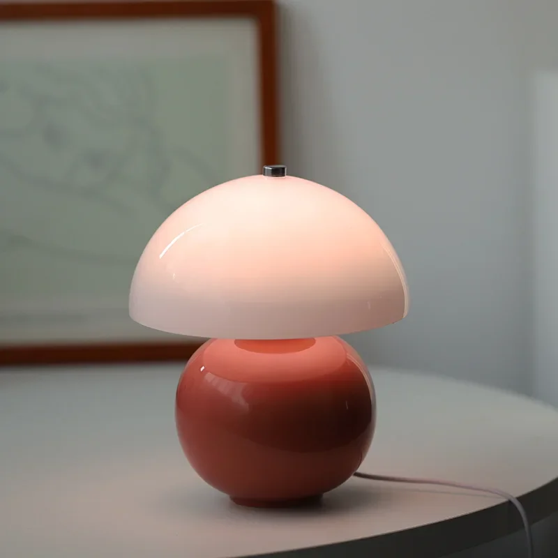 

Ceramic Cream Table Lamp Mushroom Lamp Bedroom Beside Study LED Night Light Home Decor USB Plug Atmosphere Deisgner Desk Lamp