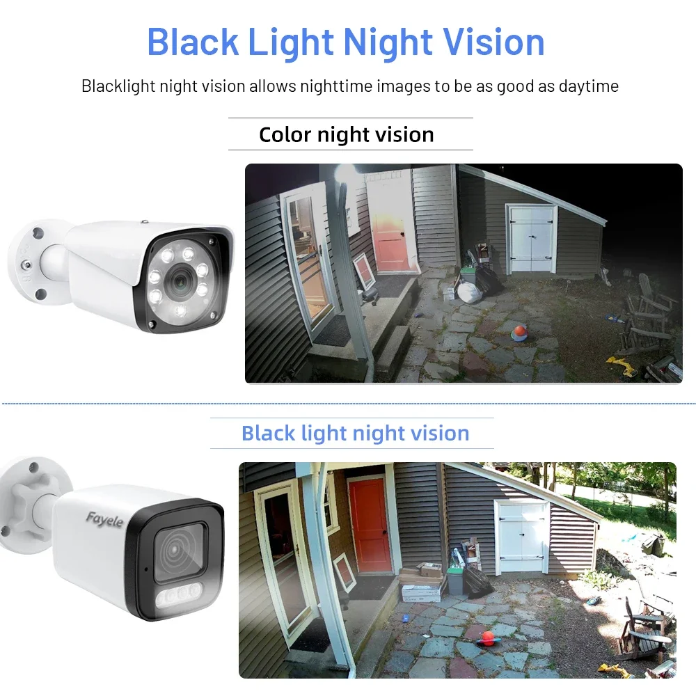 2025 Nuovo sistema di telecamere di sicurezza Blacklight Telecamera bullet esterna 16ch 4K 8MP POE NVR Kit di videosorveglianza audio video a colori 24/7