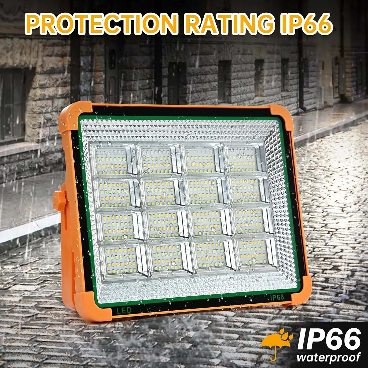 Portable Solar Rechargeable Work Light - 4 Modes Waterproof LED Flood Light for Camping, Fishing, Car Repair, Emergency Use