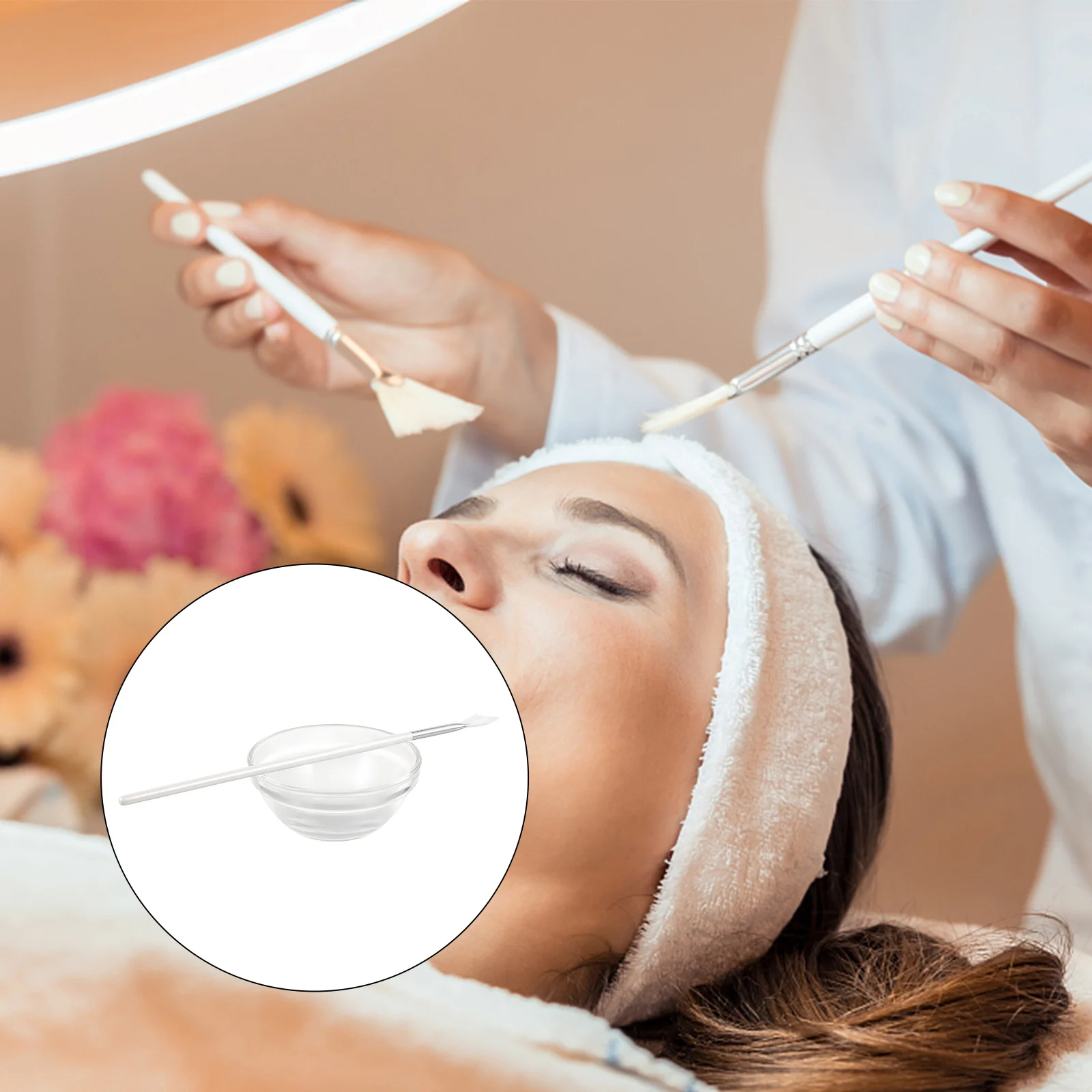 1Set Kit di pennelli per acido glicolico Applicatore per maschera facciale Setole morbide Pennello per bellezza Ciotola Maschera per dormire Applicazione Trattamento facciale fai da te