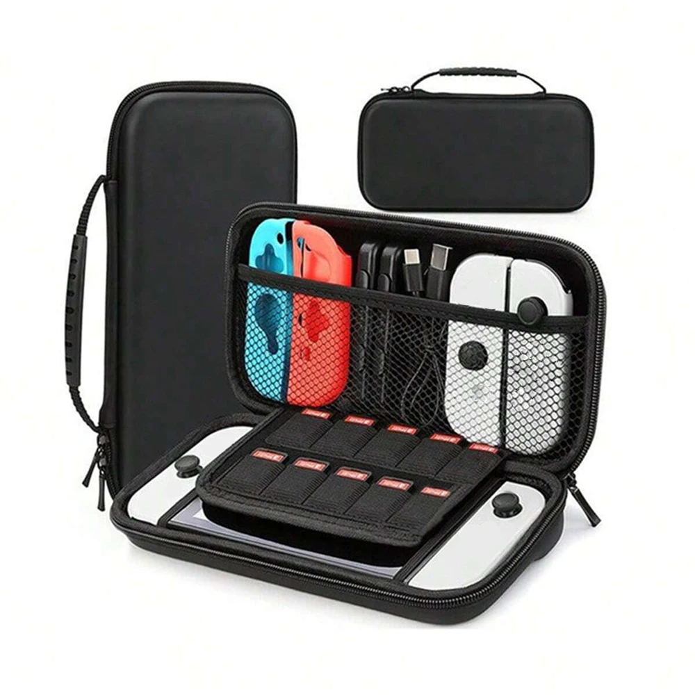 Tragetasche kompatibel mit Switch & Switch OLED Modell 2021, tragbare Reise-Tragetasche für Zubehör und Konsole, Schwarz