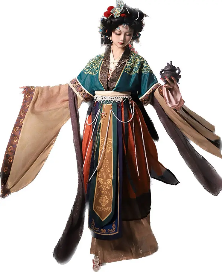 Chinese Hanfu Dress Women Vintage Traditional Carnival&Halloween Cosplay Costume 2023 Summer Green&Red Embroidery Hanfu Dress
