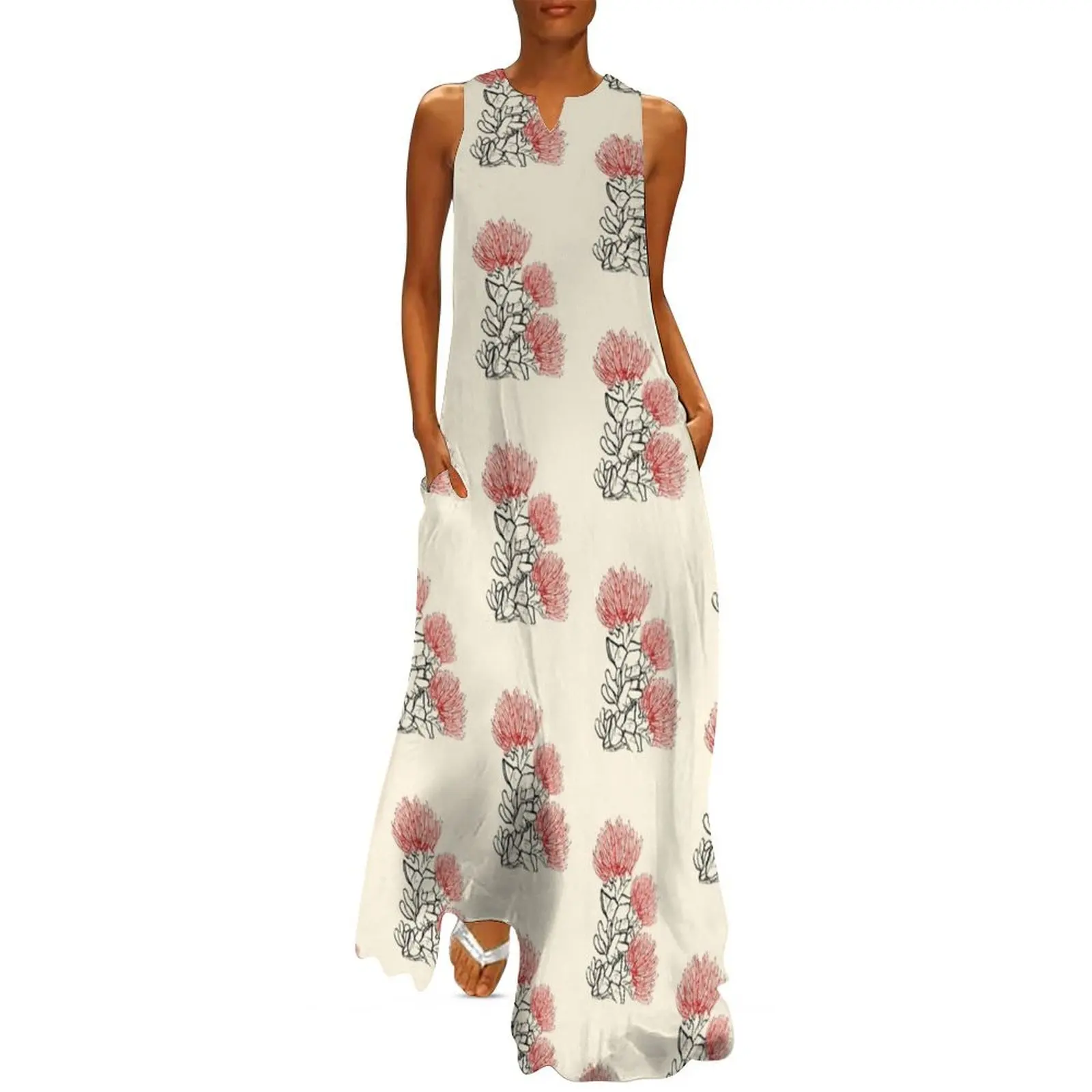 Ohia Lehua Original Calligraphy Artwork Long Dress summer dress daily dress women summer