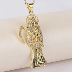 10 Styles To Choose From Holy Death Necklace for Saints Copper Gold Plated Pendant Necklace Christian Jewelry Santa Muerte