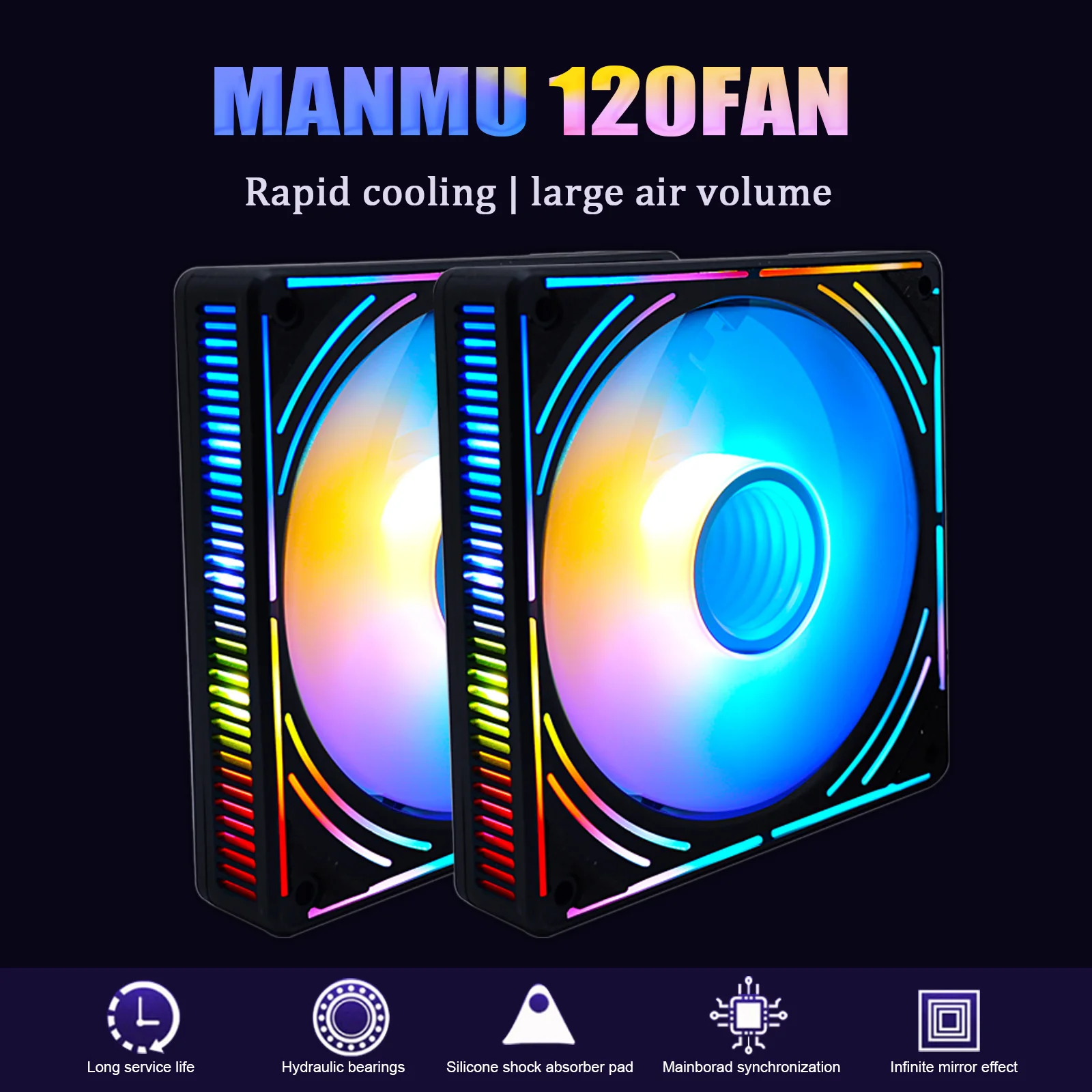 MANMU 12V Cpu Argb Fan Computer Rgb Fans 120mm Rgb Cooling Fan Cpu Cooler Pc Gaming