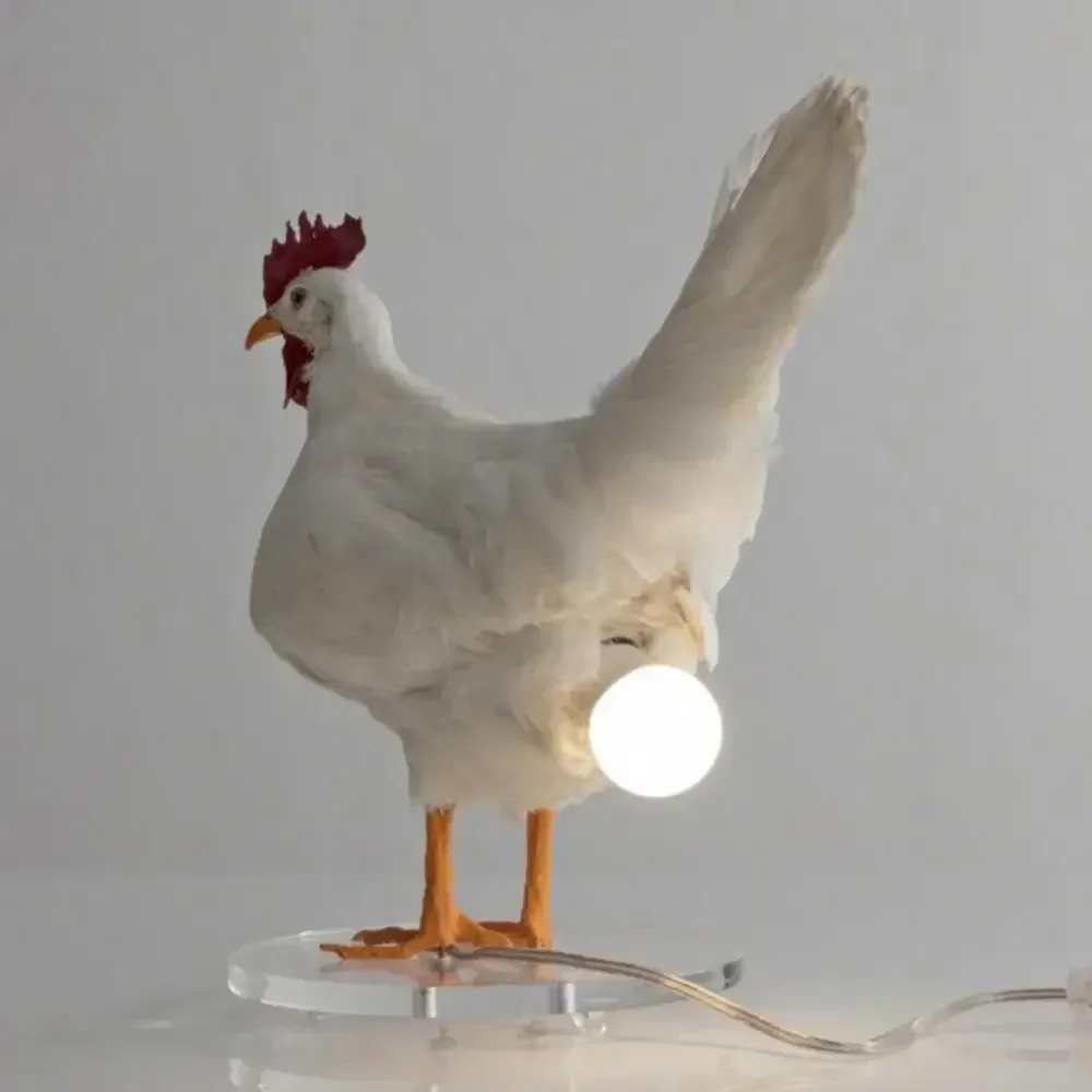 Taxidermy Chicken Lamp Decoration Creative Simulation Laying Hens Animal Chicken Eggs Light Home Holiday Party Gift Ornamnets