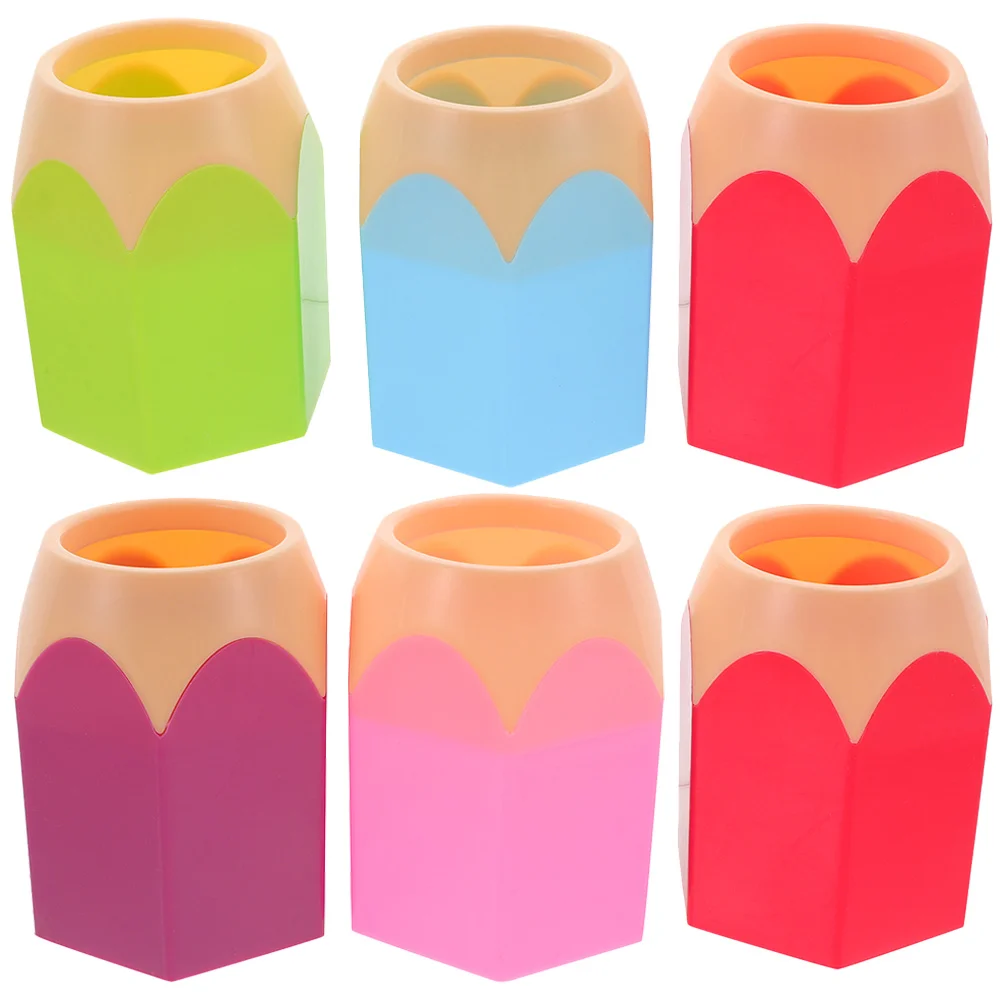 6 Pcs Color Contrast Pen Holder Office Crayons Lovely Desk Abs Pencil for Classroom