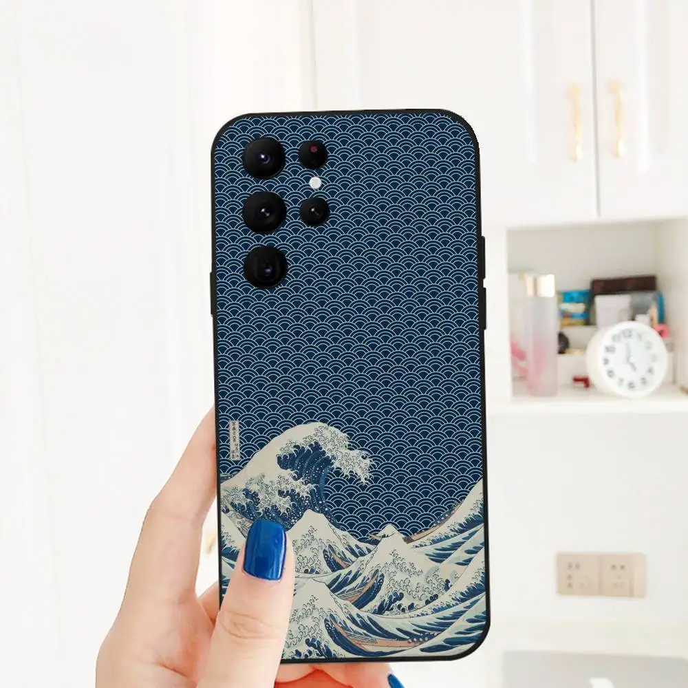 Grande onda kanagawa anime caso de telefone para telefone série s s20 s21 s22 s23 s24 fe plus ultra tpu macio para pele-amigável capa