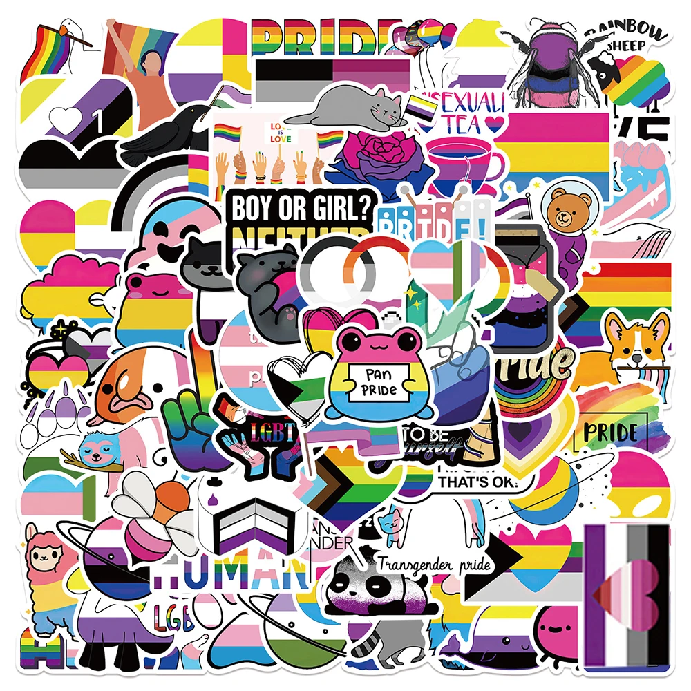 10/30/50/100pcs การ์ตูน Pansex Transgender กะเทย Asex Pride สติกเกอร์ตลก Graffiti สติกเกอร์แล็ปท็อปโทรศัพท์กีตาร์ Decals