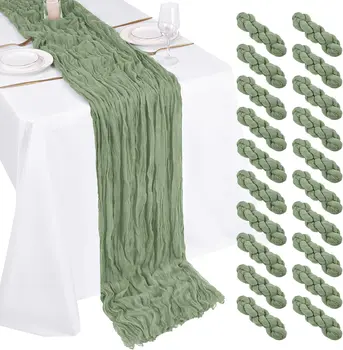 108"×17" Cheese Cloth Table Runner, Boho Gauze Table Runner for Wedding Party Bridal Shower Holiday Dining Table Decoration