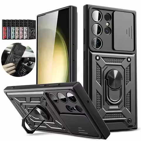 Slide Camera Lens Bumpers Armor Case For Samsung Galaxy S24 S23 S22 S21 Ultra S20 Plus A53 A54 S20 FE Note 20 S23 FE Cover