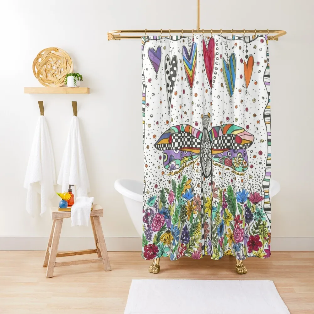 

Standing Dragonfly Shower Curtain Luxury Bathroom Shower Set Cover Waterproof Fabric Bathroom Curtain