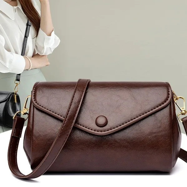 Retro PU Leather Crossbody Bag Solid Color Multifunctional Shoulder Bag Multi-Compartment Mobile Phone Purse Women