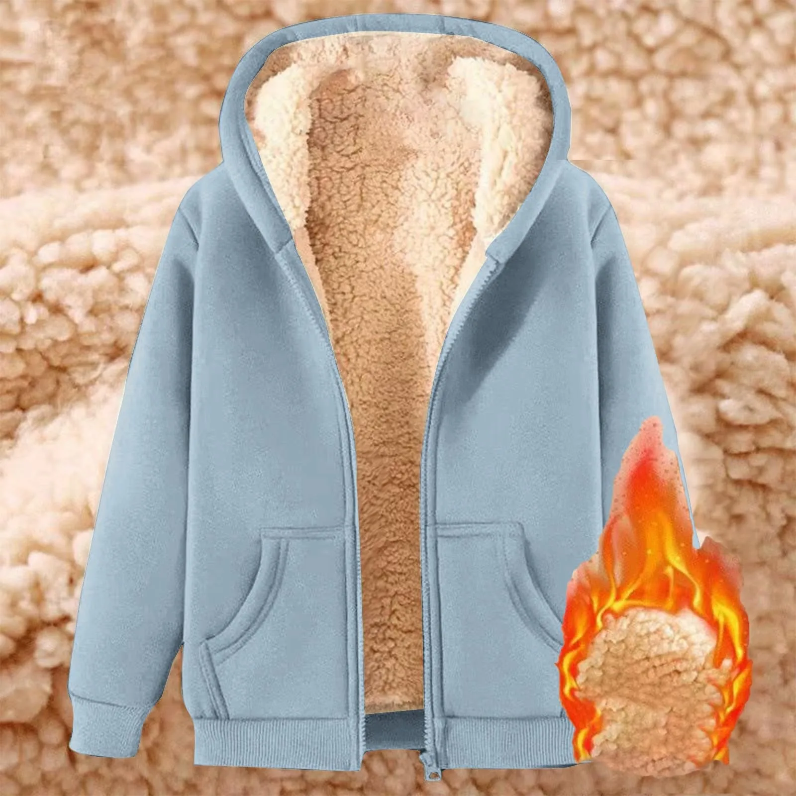 Winter Jacket Women'S Warm Fleece Jacket Winter Sweat Jacket With Hood Elegant Plain Transition Jacket Large Sizes Hooded Coats