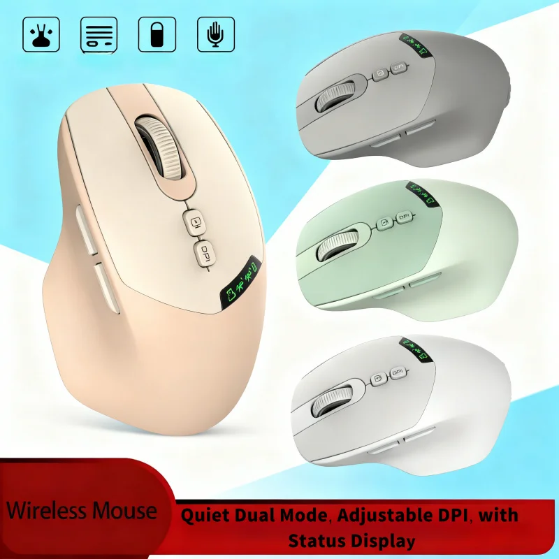 

2025 New Best-Selling Wireless Bluetooth Mouse - Quiet. with Display Screen 500mA Battery, Adjustable DPI Silent Click