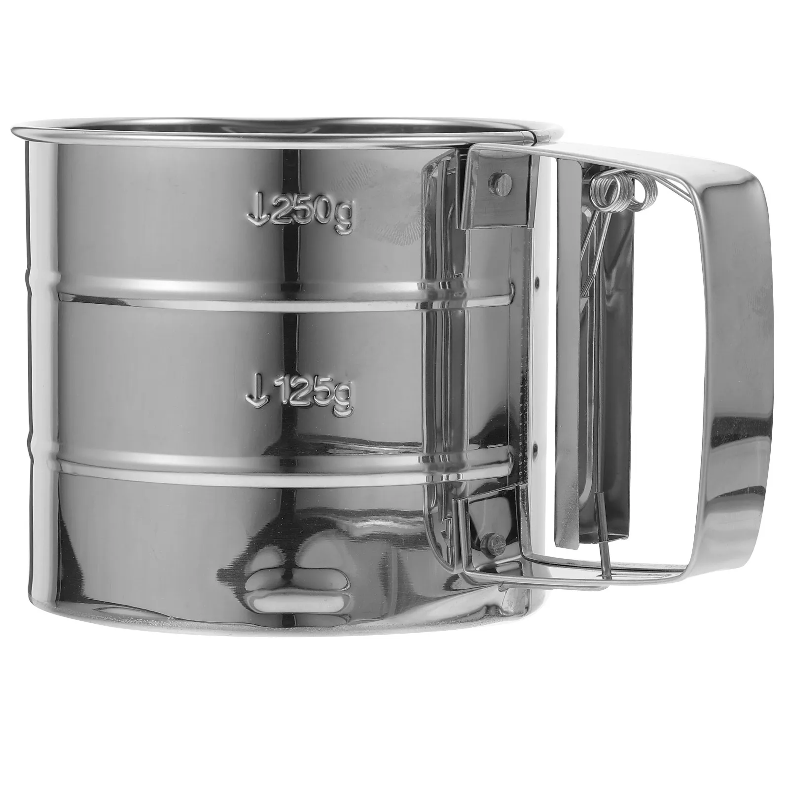 Semi Automatic Stainless Steel Flour Sieve Small Baking Sifter Hand Operated Fine Mesh Cup Kitchen Manual Sifting Tool Powdered