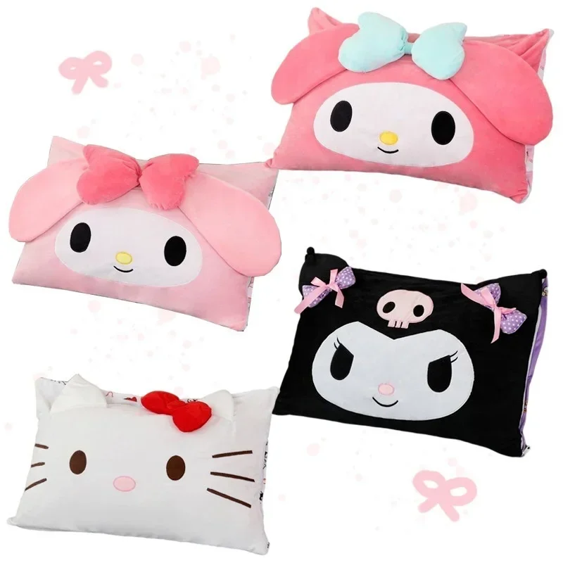 

Sanrioed My Melody KT Cat Kuromi Cute Cartoon Double-sided Print Pillow Case Kawaii Anime Plush Soft Dolls Student Pillowcase