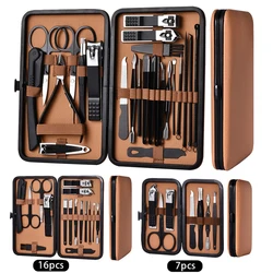 7-24pcs Manicure Tool Set Stainless Steel Cuticle Nipper Cutter Kit Professional Nail Clippers Pedicure Nail Art Grooming Tools