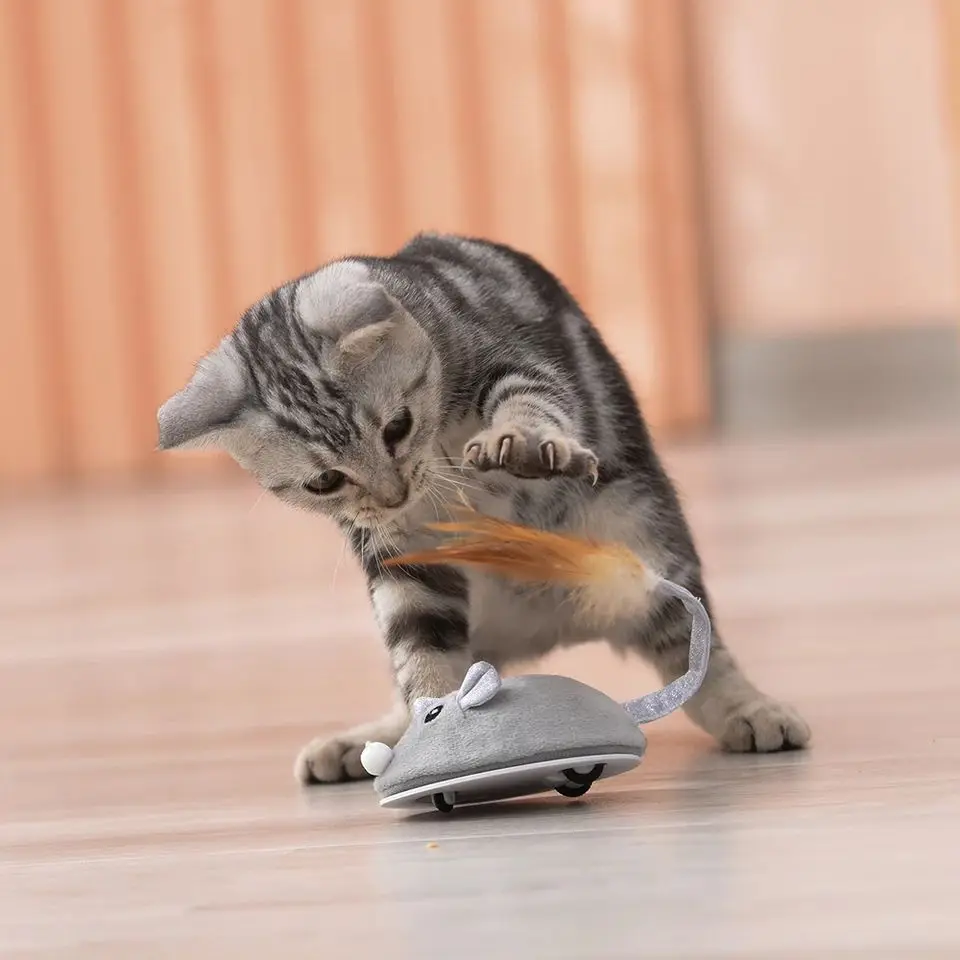 Ratón eléctrico inteligente para aliviar el aburrimiento, juguete interactivo inteligente para jugar automáticamente al gato