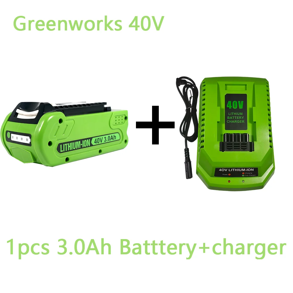 

For GreenWorks 40V battery 3Ah lithium-ion tool battery, 1-pack, 2-pack, 4-pack each with charger